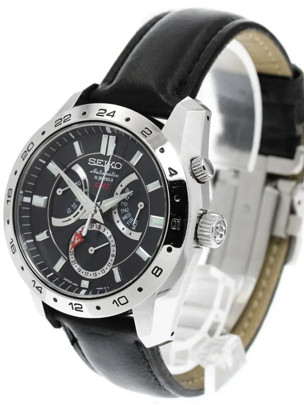 SEIKO mechanical SARN003/4S36-00A0 GMT black Dial Automatic Men's Watch_970580